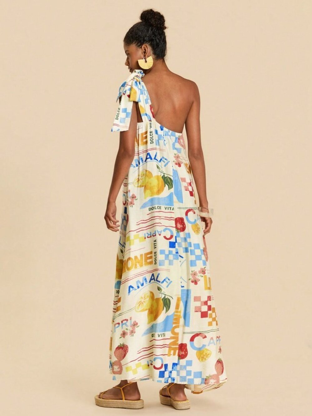 Multicolor Casual Women's Floral Festival One Shoulder maxi Dress - Picture 6 of 7